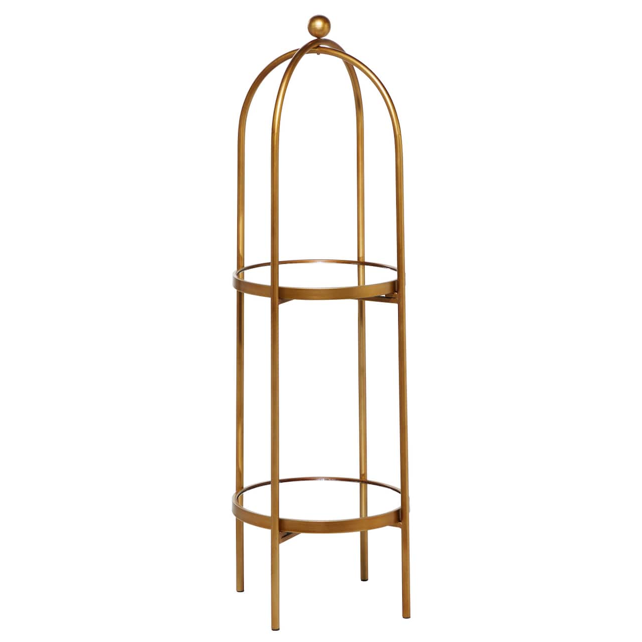 Gold Metal Glam Standing Mirror Shelves, 46" x 16" x 18"
